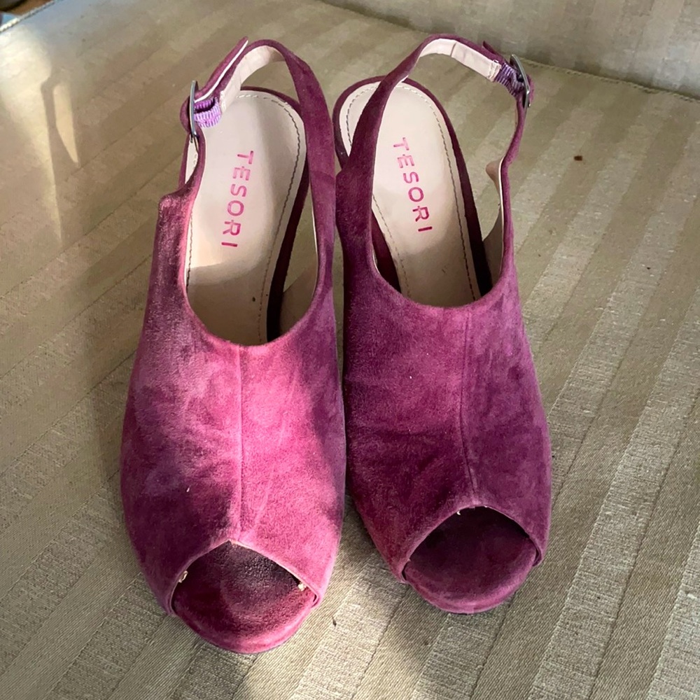 Purple suede heels